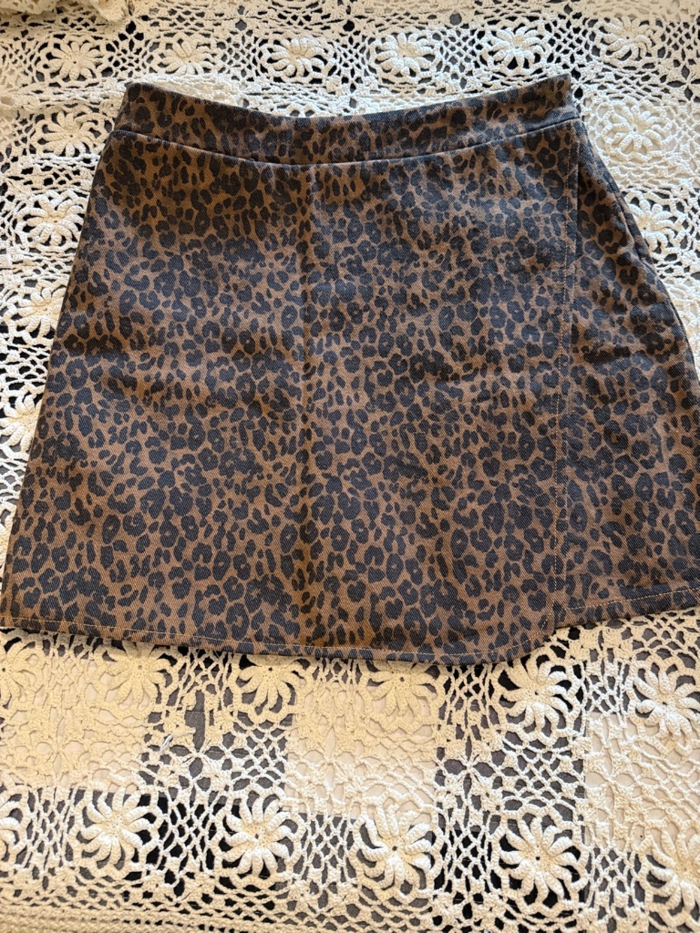 Leopard Print Button-Front Dress Shirt Jacket And Skort- Brown - Picture 3 of 8